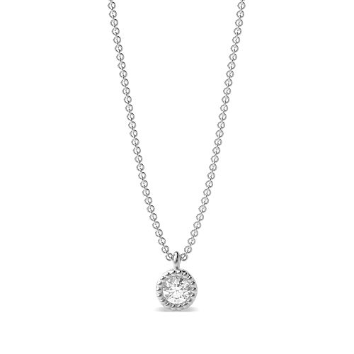 Bezel Setting Round Vintage Lab Grown Diamond Pendant Necklaces