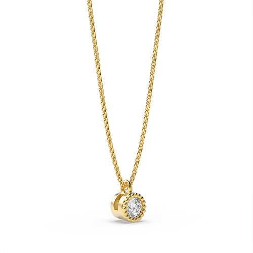 Bezel Setting Round Yellow Gold Vintage Pendant Necklaces