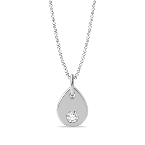 Bezel Setting Round Tear Disc Naturally Mined Diamond Drop Pendant Necklace