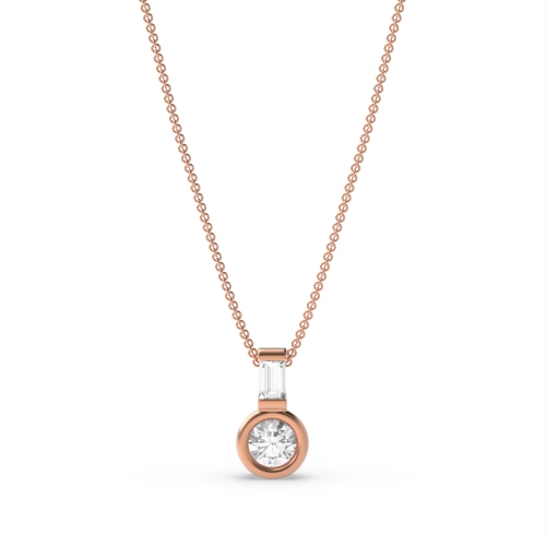 Bezel Setting Round Rose Gold Unique bale Pendant Necklaces