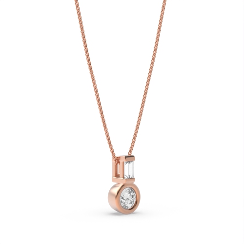 Bezel Setting Round Rose Gold Unique bale Pendant Necklaces