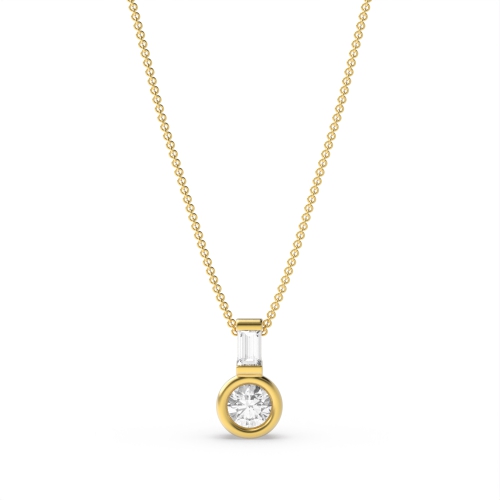 Bezel Setting Round Yellow Gold Unique bale Pendant Necklaces