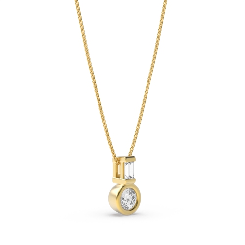 Bezel Setting Round Yellow Gold Unique bale Pendant Necklaces
