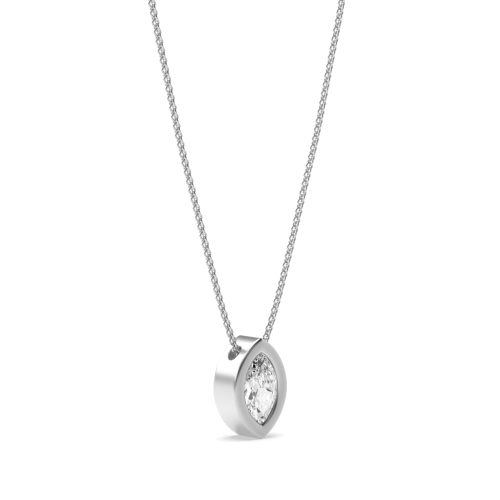 Bezel Setting Marquise Diamond Floating Solitaire Pendant Necklace