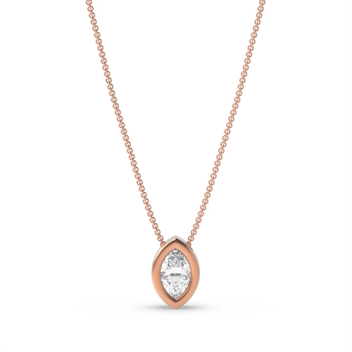 Bezel Setting Marquise Rose Gold Floating Pendant Necklaces