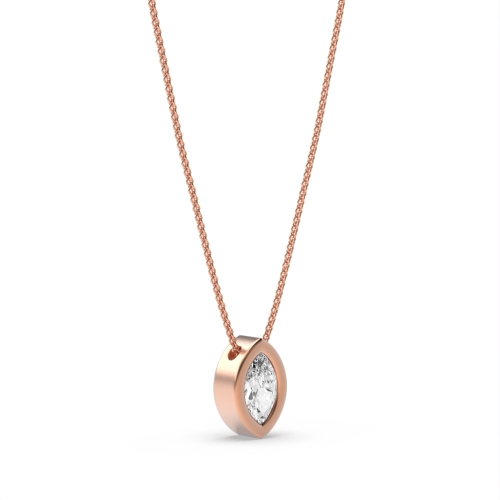 Bezel Setting Marquise Rose Gold Floating Pendant Necklaces