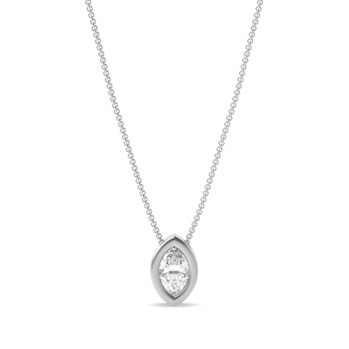 Bezel Setting Marquise Floating Pendant Necklaces