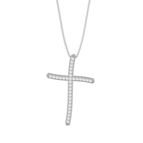 Pave Setting Round Moissanite Delicate Cross Pendants  (28.30mm X 19.00mm)