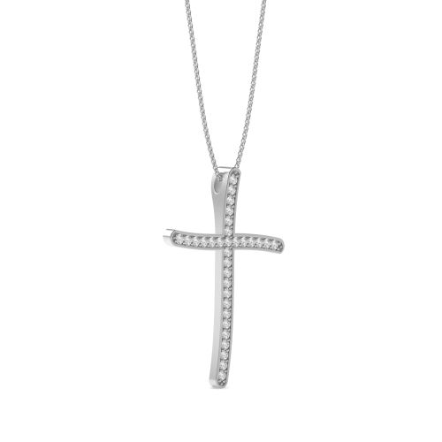 Pave Setting Round Delicate Lab Grown Diamond Pendant Necklaces