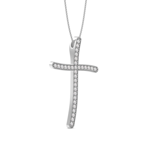 Pave Setting Round Silver Delicate Pendant Necklaces