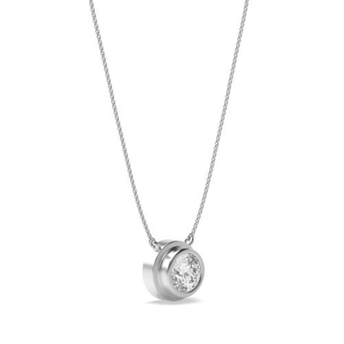 5 carat  Bezel Setting Round Rubover floating Lab Grown Diamond Pendant Necklaces