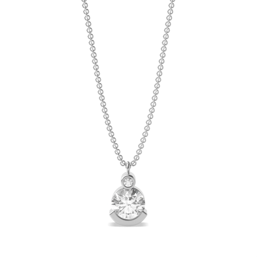 Channel Setting Round Silver Purity Pendant Necklaces