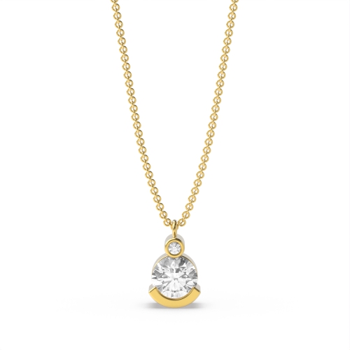 Channel Setting Round Yellow Gold Purity Pendant Necklaces