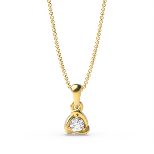 3 Prong Round Yellow Gold Pendant Necklaces