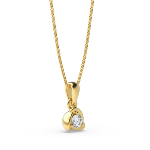 3 Prong Round Yellow Gold Pendant Necklaces