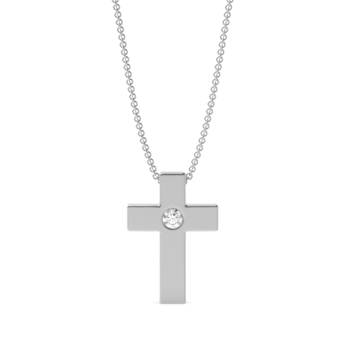Flush Setting Round Silver Minimalist Pendant Necklaces