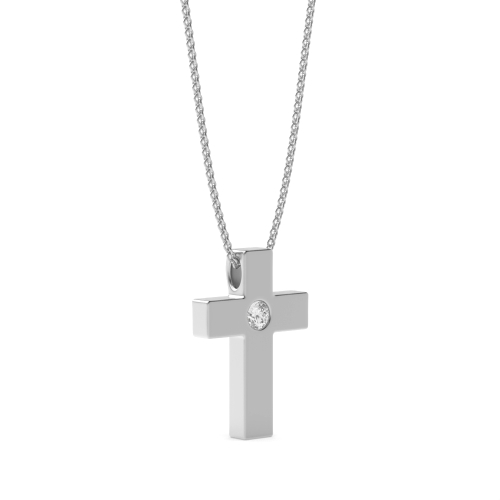 Flush Setting Round Silver Minimalist Pendant Necklaces