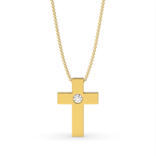 Flush Setting Round Yellow Gold Minimalist Pendant Necklaces