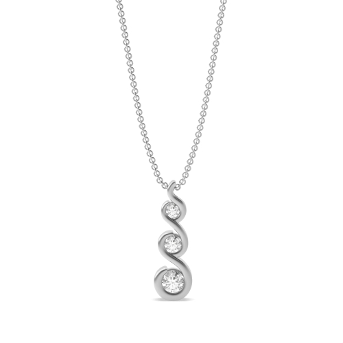 Bezel Setting Round Drop Pendant Necklace