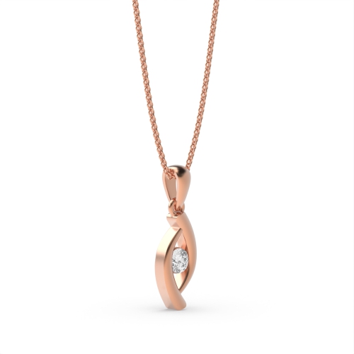 Channel Setting Round Rose Gold Solitaire Pendant Necklace