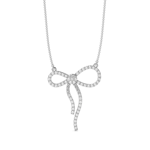 4 Prong Round Unique bow Lab Grown Diamond Pendant Necklaces