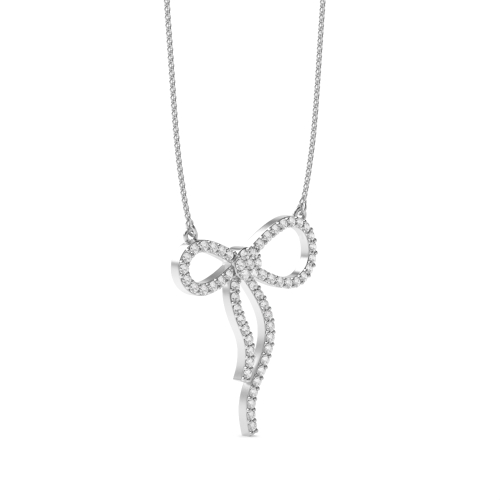 4 Prong Round Unique bow Lab Grown Diamond Pendant Necklaces