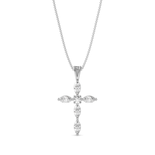Marquise Cut Unique Diamond Cross Necklace for Womens (20.30mm X 11.50mm)