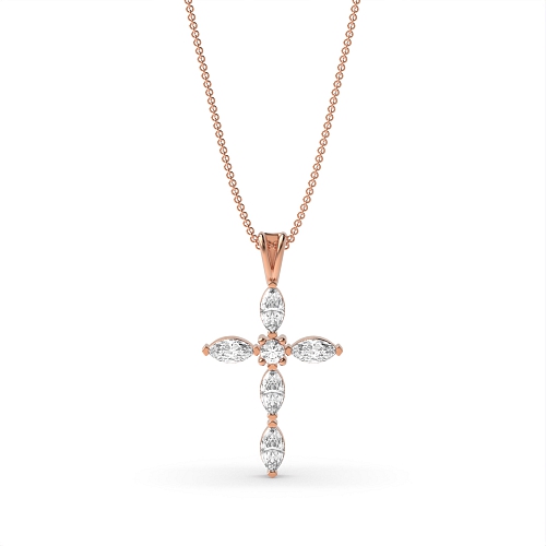4 Prong Marquise Rose Gold Unique Pendant Necklaces