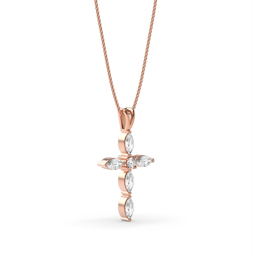 4 Prong Marquise Rose Gold Unique Pendant Necklaces