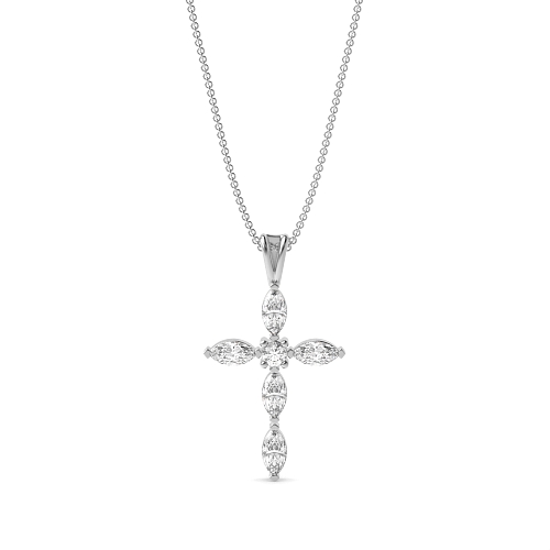 4 Prong Marquise Unique Cross Pendant Necklace