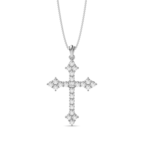 Pave Setting Round Cluster Lab Grown Diamond Pendant Necklaces