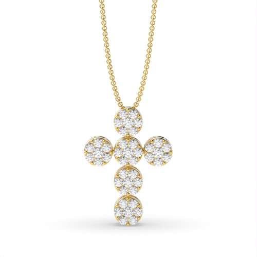 Pave Setting Cluster Diamond Cross Necklace for Womens (18.0mm X 13.40mm)