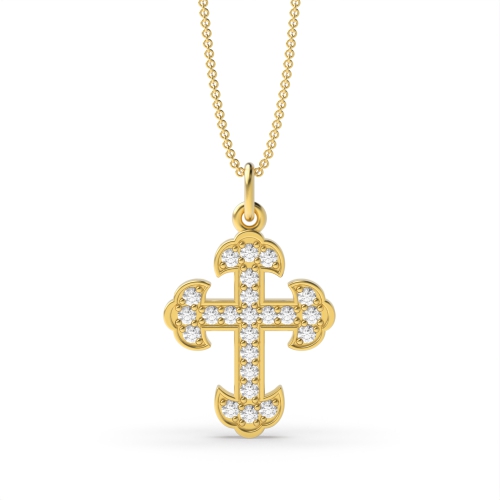 Pave Setting Round Yellow Gold Vintage designer Pendant Necklaces