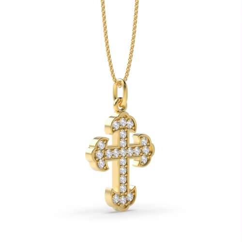 Pave Setting Round Yellow Gold Vintage designer Pendant Necklaces