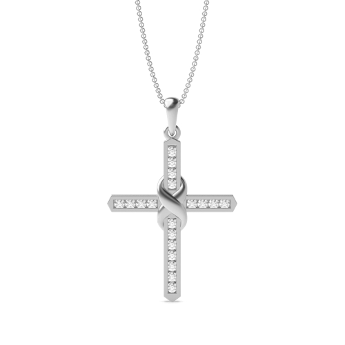 Channel Setting Round Knot style Lab Grown Diamond Pendant Necklaces