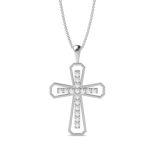 Pave Setting Round Designer Lab Grown Diamond Pendant Necklaces
