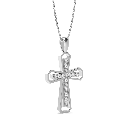 Pave Setting Round Designer Lab Grown Diamond Pendant Necklaces