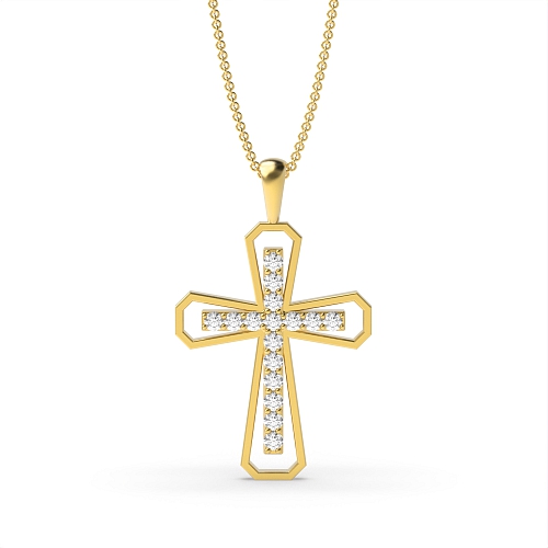 Pave Setting Round Yellow Gold Designer Pendant Necklaces