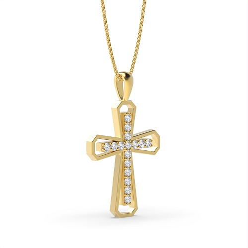 Pave Setting Round Yellow Gold Designer Pendant Necklaces