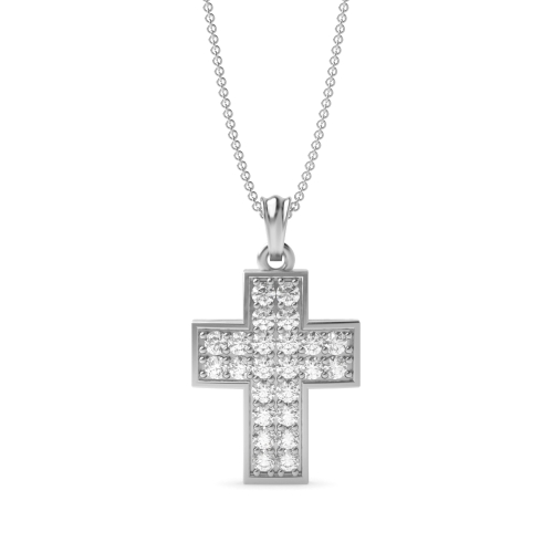 Pave Setting Round 2 row Lab Grown Diamond Pendant Necklaces