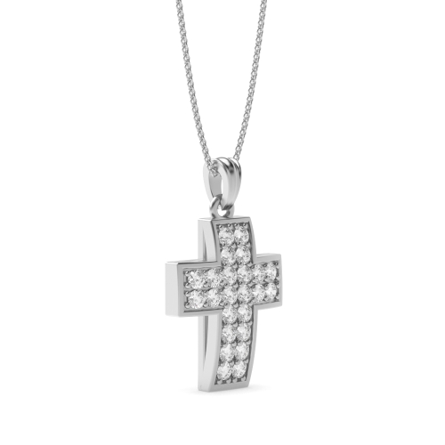 Pave Setting Round 2 row Lab Grown Diamond Pendant Necklaces