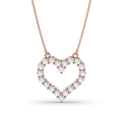 4 Prongs Diamond Heart Necklace in Gold and Platinum