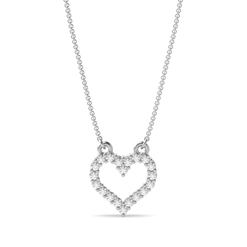 4 Prongs Moissanite Heart Necklace in Gold and Platinum