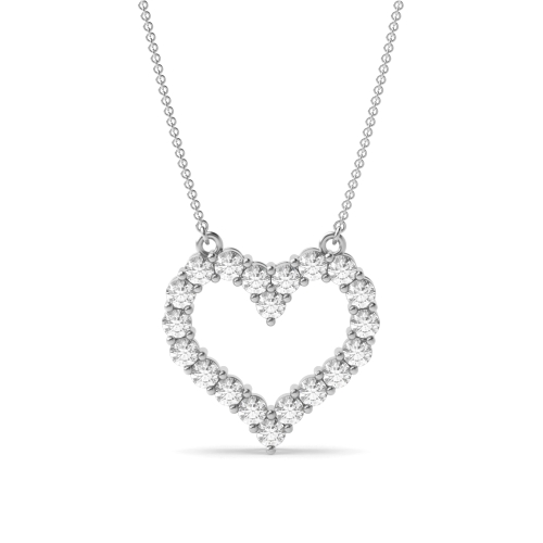 4 Prongs Diamond Heart Necklace in Gold and Platinum