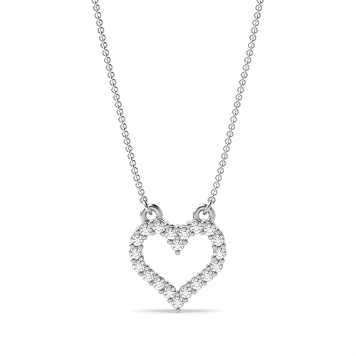 4 Prong Round Classic Heart Pendant Necklaces