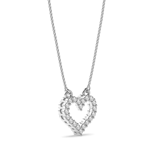 4 Prong Round Classic Heart Pendant Necklaces