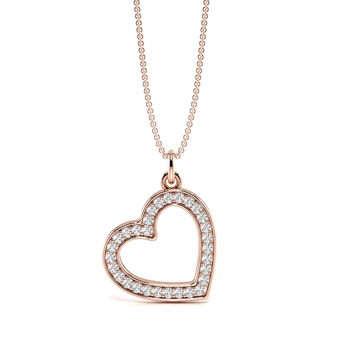 Pave Setting Dangling Heart Pendant Necklace for Women (16.0mm X 12.0mm)