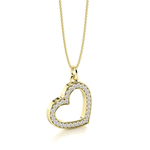 Pave Setting Round Yellow Gold Dangling Pendant Necklaces