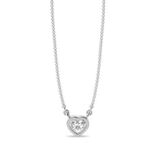 Pave Setting Heart Platinum Solitaire Pendant Necklaces