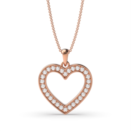 Round Rose Gold Heart Pendant Necklace